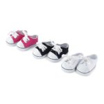 18 Inch Doll Clothes| Versatile Canvas Doll Sneakers Basics Value 3-pack, Including Bright Pink, White and Black Tennis Shoes |Fits American Girl Dolls