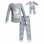 Dollie & Me Girls’ Apparel Snug Fit Sleepwear Set and Matching Doll Outfit in, Gray, Size 6