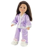18 Inch Doll Lavender Pajama Set | Fits 18″ American Girl Doll | Includes Bunny Slippers | Gift-Boxed!