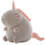 Dalin Birthday Present Cute Unicorn Shape Filling Throw Pillow Insert Filler Stuffed Toys Back Cushion Creative Doll for Kids Gray and Pink 18″