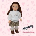 The New York Doll Collection 18 Inch Dolls with Soft Hair and Accessories – Soft Body Doll with Sleeping Eyes, Poseable Vinyl Arms & Legs, Dress Outfit & Glasses – Cute 18″ Doll Set for Girls