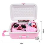 18 Inch Doll Travel Play Set – Doll Accessories with Carry on Suitcase Luggage, 3 Sets of Doll Clothes, Doll Travel Gear Play Set Fit for American Girl (Doll Accessories with Suitcase)