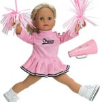 18 Inch Doll Clothes by Sophia’s, Fits American Girl Dolls, Doll Cheerleader Outfit Set & Pom Poms Doll Accessories & Pink Cheerleader Doll Dress, 18 Inch Doll Clothing, Plus Megaphone Doll Items