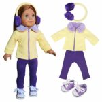 18 Inch Doll Clothes (Yellow coat Clothes/Fur Headband with Purple Trousers?Purple Casual Shoes Fit for 18 inch Girl Dolls)