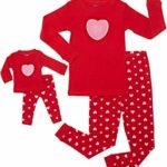 Leveret Kids & Toddler Pajamas Matching Doll & Girls Pajamas 100% Cotton Pjs Set (Hearts,4T)