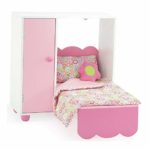 Emily Rose 18 Inch Doll Furniture | All in One Space Saving Murphy Doll Bed with Doll Closet and Doll Clothes Storage Bin | Compatible with 18″ American Girl and Similar Dolls