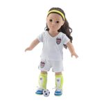 18 Inch Doll Clothes | Team USA-Inspired 7 Piece Soccer Uniform, Including Shirt and Shorts, Neon Yellow Socks, Ball, Shin Guards, Headband and Amazing Soccer Shoes/Cleats | Fits American Girl Dolls