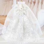 Digabi 3 PCS Handmade 18 Inch Doll Wedding Dresses with Lace Veil and Pearl Necklace for American Doll Girls Bride Doll Clothes White Party Gown Outfits and Accessories