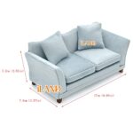 iLAND Modern Dollhouse Furniture on 1/12 Scale of Miniature Sofa for Dollhouse Living Room (Light Sky Blue Velvet)