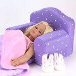 Sophia’s Doll Furniture for 18 inch Girl Dolls, Plush Convertible Two-in-One Pull-Out Doll Chair Bed with Polka Dot Print, Purple