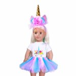Dolls Unicorn Clothes, Unicorn Headband, Rainbow Tutu for 18inch Dolls Like American Girl, Journey Girl Dolls, Our Generation Dolls Accessories – Outfits, Horn and Costume Great Gifts for Girls