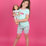 Leveret Shorts Matching Doll & Girl Flamingo 2 Piece Pajama Set 100% Cotton Size 5 Years