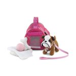 18 Inch Doll Accessories | Adorable Pink Pet Carrier and Bulldog Puppy Dog with Leash, Collar and Dog Tag, Includes Plush Pet Bed, Blanket, Bone and Ball | Fits American Girl Dolls