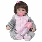 Baby Doll,Reborn Dolls Lifelike Newborn Realistic Newborn Toddlers Baby Doll with Pacifier Silicone Vinyl Full Body, Waterproof, 17inch Weighted Baby Doll (Gray)