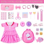 ZITA ELEMENT 24 Pcs 18 Inch Girl Doll Accessories Clothes and School Supplies Set – Doll Dress with School Supplies, Hair Accessoris for My 18 Inch Life Dolls Clothes and Accessories Stuff