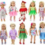 XADP 10 Sets Girl Doll Clothes and Accessories with Hat,Hair Clips and Hair Bands for 18 inch American Girl Doll,Our Generation Doll