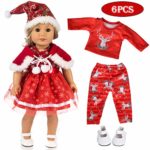 ebuddy 5pc Christmas Doll Clothes Sets with Doll Shoes for 18 inch Dolls Like American Girl, Journey Girl Dolls, Our Generation Dolls
