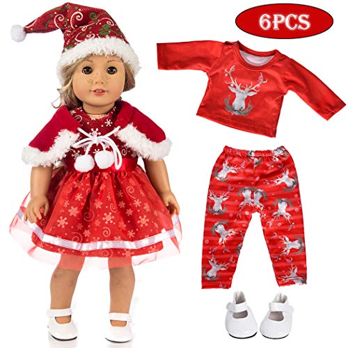 Ebuddy 5pc Christmas Doll Clothes Sets With Doll Shoes For 18 Inch Dolls Like American Girl