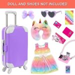 18 Inch Girl Doll Accessories Suitcase Travel Set Including Clothes Suitcase Camera Cell Phone Neck Pillow Sunglasses Hairpin ect (Not Include Doll)