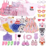ZWSISU 32PCS Doll Clothes/Accessories Bag Shoes Glasses fit 18 Inch American Girl Doll, Our Generation, My Life Dolls