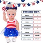 Leitee 14 Pcs 4th of July 18 Inch Doll Accessories Include Stars and Stripes Dress, Doll Headwear, Doll Socks and Shoes Patriotic 18 Inch American Doll Clothes for Doll Costume, Dolls Not Included