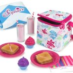Sophia’s Doll Food Picnic Playset of 12 Pieces, Thermal Cooler, Matching Picnic Blanket, 2 Pink Lemonade Glasses, 2 Plates, 2 Napkins, 2 Ham Sandwiches & 2 Cupcakes Perfect for 18 Inch American Dolls