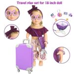 American Doll Clothes and Accessories – Travel Play Set for 18 Inch Dolls, American Doll Stuff with 18 Inch Doll Clothes, Cute Bag, Swimsuit and Travel Pillow for 18 Inch Girl Doll Girls Gifts