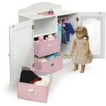 Badger Basket Mirrored Doll Armoire with Hangers and Baskets, Fits Most 18″ Dolls & My Life As