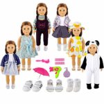 YIQIHAI 6 Doll Outfits Set, 18 Inches Doll Clothes, Including 3 Pairs Shoes, Doll Accessories Umbrella and Dressing Combination, Great Gift for Girls