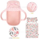 GAGAKU Baby Doll Bassinet, Doll Carrier Doll Carry Cot Set with Canopy and Pillow Blanket for 9 10 11 12 Inch Dolls Stuffed Animals – Pink