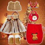 18-inch Doll-Clothes Set – Christmas Costumes with Shoes Headwear and Elk Gift Bag – Compatible with All American 18 inch Girl Dolls Like Our Generation, My Life Gotz Dolls Accessories for Kids