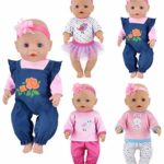 ebuddy 4 Sets Doll Clothes Include Top Skirt Jeans Pants Headband for 18 inch American Girl Dolls, OG dolls/43cm New Born Baby Dolls/15 inch Bitty Baby Doll