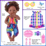 dollbie Dolls & Accessories African American Baby Dolls Reborn Baby Doll 14 Inch Black Baby Dolls Real Life Baby Dolls Curly Doll Hair with Feeding Set (1 Doll+2 Sets Clothes+7 Pcs Accessories)