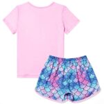 Kids Mermaid Pajamas Matching Girls&Doll Summer Short Sleeve Pj Sets,Size 10 11