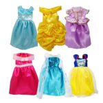 18 Inch Doll Clothes , 6 Pc Different Princess Costume Dress Set Includes Bella, Cinderella, Snow White, Rapunzel,Princess Elsa and Aurora Costume Dress Fits American Girl Dolls, My Life As Doll