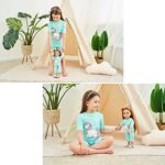 Babyroom Girls Matching Doll&Toddler 4 Piece Cotton Pajamas Kids Clothes Sleepwear Size 7 Blue
