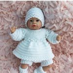 Angel Top and Dress set with Bobbled Yoke Knitting Pattern (no. 60) to fit 15-20 inch doll or newborn/0-3 month baby