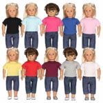 Luckdoll 10 PCS DIY T-Shirts Fit 18″ American Girl Dolls Life Doll Generation Dolls