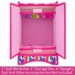 ZITA ELEMENT American 18 Inch Girl Doll Accessories Closet Wardrobe Set – Including 18 Inch Doll Clothes Wardrobe, Hangers and Storage Box for Our My Generation Life Doll Accessories