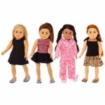 Springfield Dolls Animal Prints Collection – 18” Doll Outfits – 6 Items: Tank & Leopard Skirt, PJ’s, Zebra Tank &Tutu, Leopard Flats, Skater Dress & Flats, Bunny Slippers – Fits American Girl Dolls