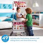 Melissa & Doug Wooden Snacks and Sweets Food Cart – 40+ Play Food pcs, Reversible Awning