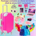 UNICORN ELEMENT American 18 Inch Girl Doll Clothes and Accessories Travel Luggage Play Set Including Toy Suitcase, Camera, Sunglasses, Phone, Computer, Passport, etc