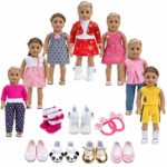 Howona 18 inch Doll Clothes Gift Girls – Include 7 Set Toys Doll Outfits + 2 Pairs Shoes Accessories fit American Girl Dolls