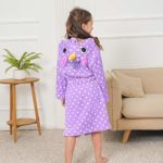 Doctor Unicorn Soft Hooded Unicorn Dot Bathrobe for Girls (Purple, 5-6X)