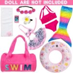 UNICORN ELEMENT 11Pcs 18 Inch Girl Doll Clothes and Accessories Set Including Colorful Mermaid Swimsuits,Mobile Phone,Hairpin,Swimming Circle and Bag.