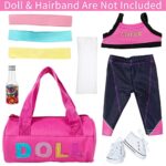 ZITA ELEMENT American 18 Inch Girl Doll Yoga Clothes and Accessories for 18 Inch Dolls Sport Set – 18 Inch Doll Yoga Clothing Outfits with Shoes Portable Sports Bag Yoga Bands Towel and Drink Bottle