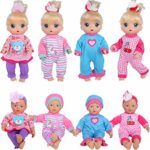 4-Sets Doll Clothes Include Rompers Headband for 10″-12″-13″ Dolls Like 10-inch Baby Dolls /12-inch Alive Baby Dolls New Born Baby Dolls