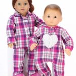 18 Inch Doll PJs | 2 Pc PJ Set Plus Slippers | Plaid Pink Pajamas with Fluffy Slippers for Dolls| Doll Sold Separately