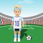 WILDPARTY 18 Inch Doll Clothes and Accessories, Doll Soccer Outfits Uniform Set, Includes Shirt, Shorts, Socks, Headband, Football, Shoes, Gold Medal and Trophy, for Kids