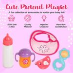 Mommy & Me Baby Doll 5 Piece Feeding Accessories Set – Includes A Magic Disappearing Milk Bottle and Sippy Cup